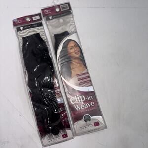 Sensationnel Clip‎ in Hair Extensions- Black 1B Real 100% Human Hair 2 Packs